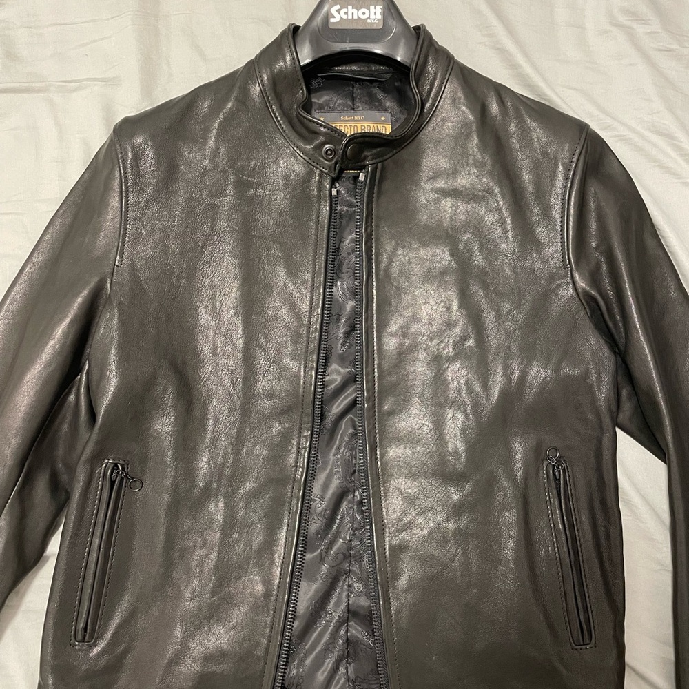 Schott NYC Vegetable tanned lambskin cafe racer jacket
